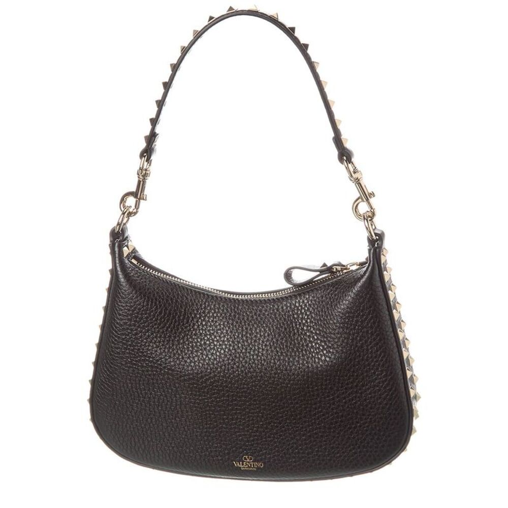 Valentino Rockstud Small Grainy Leather Hobo Bag, Black - Picture 2 of 6